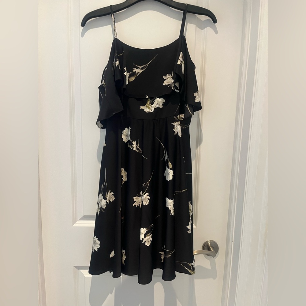 Le Chateau Elegant Floral Black Dress